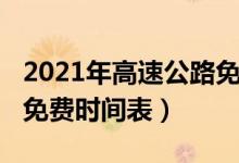2021年高速公路免费时间（2021年高速公路免费时间表）