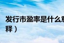 发行市盈率是什么意思（发行市盈率的意思解释）