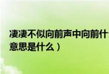 凄凄不似向前声中向前什么意思（凄凄不似向前声中向前的意思是什么）