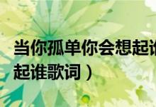 当你孤单你会想起谁什么歌（当你孤单你会想起谁歌词）