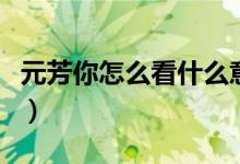 元芳你怎么看什么意思（元芳你怎么看的意思）