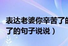 表达老婆你辛苦了的句子（关于表达老婆辛苦了的句子说说）