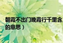 朝霞不出门晚霞行千里含义是什么（朝霞不出门晚霞行千里的意思）
