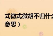 式微式微胡不归什么意思（式微式微胡不归的意思）