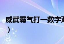 威武霸气打一数字双色球（威武霸气打一数字）