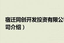宿迁同创开发投资有限公司（关于宿迁同创开发投资有限公司介绍）