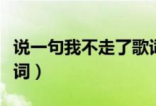 说一句我不走了歌词小贱（说一句我不走了歌词）