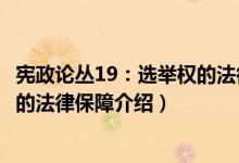 宪政论丛19：选举权的法律保障（关于宪政论丛19：选举权的法律保障介绍）
