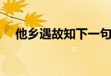 他乡遇故知下一句是什么（他乡遇故知）