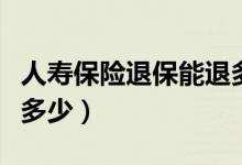 人寿保险退保能退多少钱（人寿保险退保能退多少）