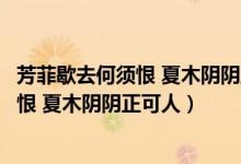芳菲歇去何须恨 夏木阴阴正可人在哪间大学（芳菲歇去何须恨 夏木阴阴正可人）