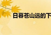 日暮苍山远的下一句（日暮苍山远）