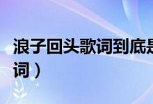 浪子回头歌词到底是什么意思啊（浪子回头歌词）