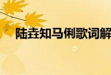 陆垚知马俐歌词解析（陆垚知马俐歌词）