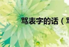骂表字的话（骂裱子的句子脏话）