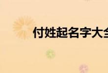 付姓起名字大全男孩(付姓起名)