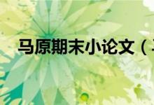 马原期末小论文（马原期末论文2000字）