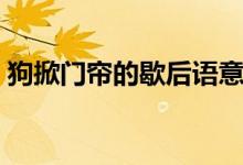 狗掀门帘的歇后语意思（狗掀门帘的歇后语）