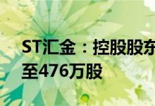 ST汇金：控股股东拟增持公司股份440万股至476万股