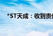 *ST天成：收到贵州证监局警示函等函件