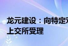 龙元建设：向特定对象发行A股股票申请获得上交所受理