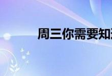 周三你需要知道的隔夜全球要闻