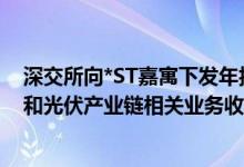 深交所向*ST嘉寓下发年报问询函：要求说明建筑装饰业务和光伏产业链相关业务收入大幅下降的原因等