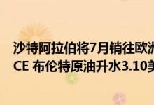 沙特阿拉伯将7月销往欧洲的阿拉伯轻质油官方售价定为较ICE 布伦特原油升水3.10美元