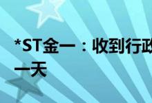 *ST金一：收到行政处罚决定书 6月11日停牌一天