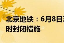 北京地铁：6月8日至10日雍和宫站F口采取临时封闭措施