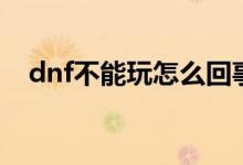 dnf不能玩怎么回事（dnf为什么上不去）