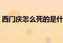 西门庆怎么死的是什么梗（西门庆怎么死的）