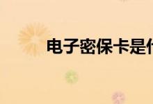 电子密保卡是什么（电子密保卡）