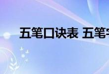 五笔口诀表 五笔字根表（五笔口诀表）