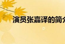 演员张嘉译的简介（演员张嘉译简历）
