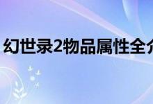 幻世录2物品属性全介绍（幻世录2物品代码）